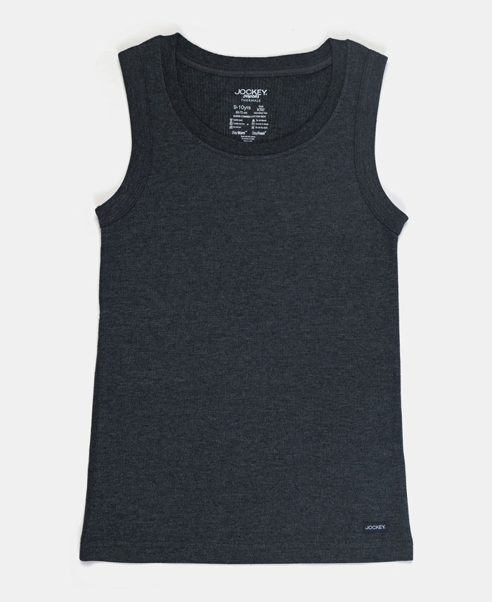 Super Warm Kid's Super Combed Cotton Rich Brushed Thermal Muscle Vest with StayWarm Treatment - Charcoal Melange
