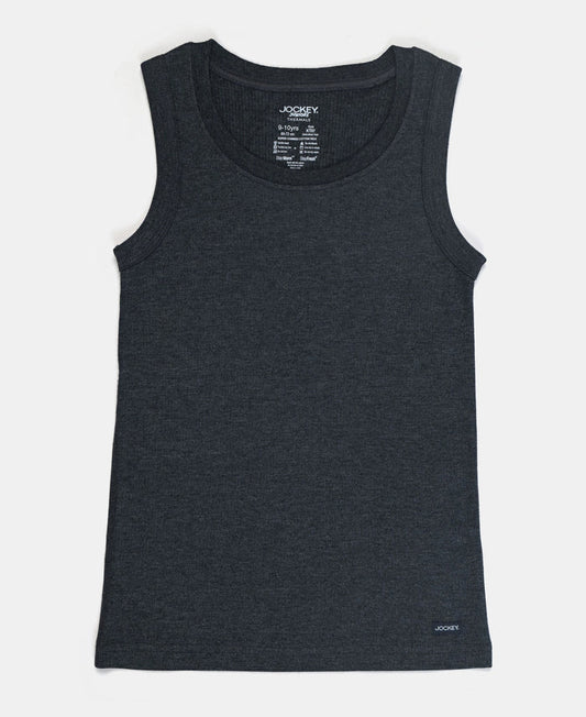 Super Warm Kid's Super Combed Cotton Rich Brushed Thermal Muscle Vest with StayWarm Treatment - Charcoal Melange