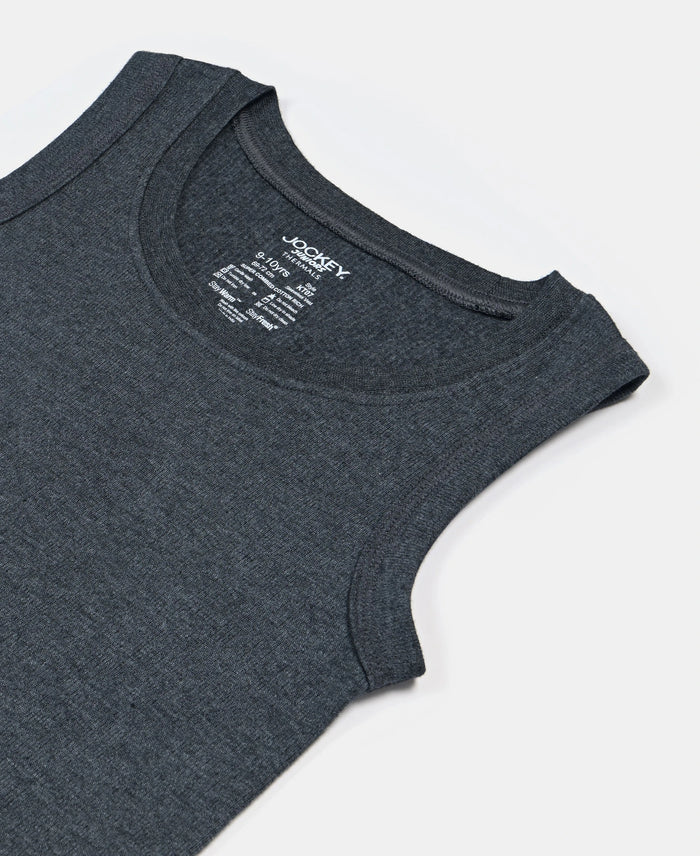 Super Warm Kid's Super Combed Cotton Rich Brushed Thermal Muscle Vest with StayWarm Treatment - Charcoal Melange