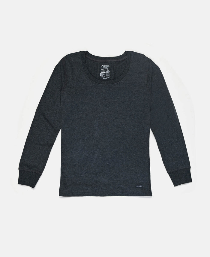 Super Warm Kid's Super Combed Cotton Rich Brushed Thermal Undershirt with StayWarm Treatment - Charcoal Melange