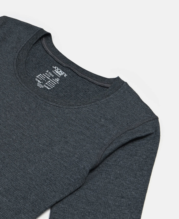 Super Warm Kid's Super Combed Cotton Rich Brushed Thermal Undershirt with StayWarm Treatment - Charcoal Melange