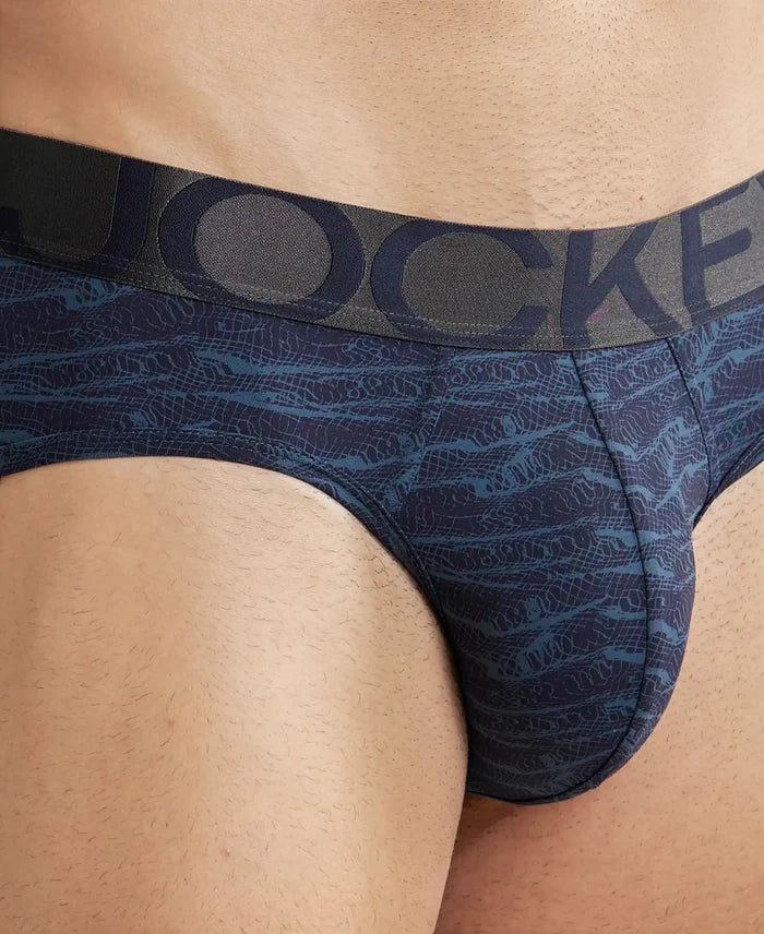 Tactel Microfiber Elastane Printed Brief with Moisture Move Properties - True Navy Printed-6