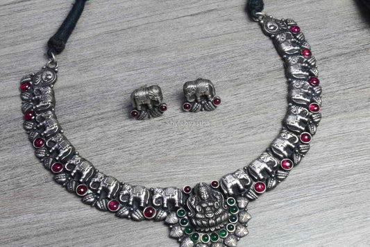 Tattavam Lakshmi Necklace Set Temple Jewelery