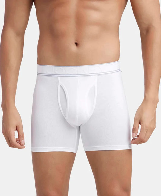 Tencel Micro Modal Elastane Stretch Solid Boxer Brief with Natural StayFresh Properties - White-1