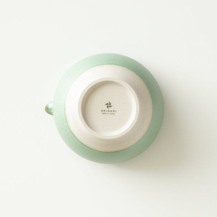 (while stock lasts) Origami Tea Matsukaze Green Minoyaki Porcelain Matcha Bowl with Pouring Lip　抹茶碗 松風グリーン