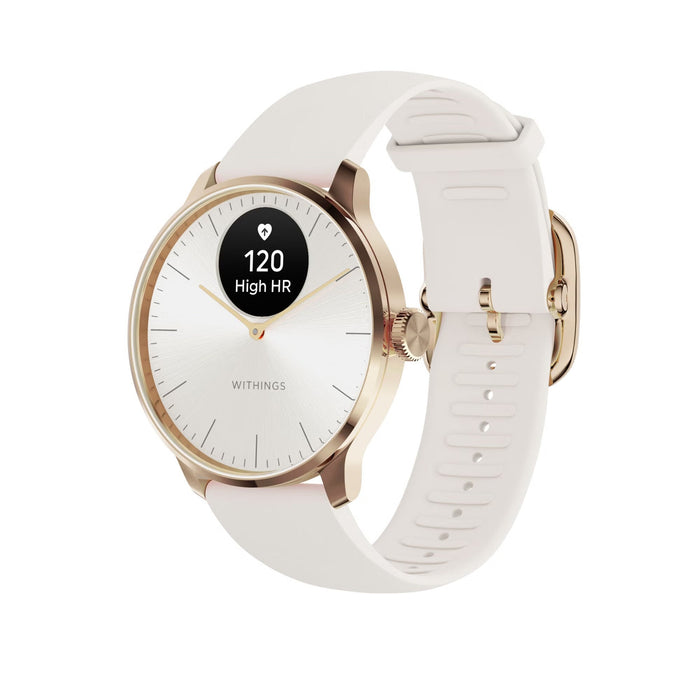 Withings ScanWatch Light Hybrid Smartwatch, 37mm, White & Rose Gold - HWA11-MODEL1-ALL-INT-Single - LL Medico