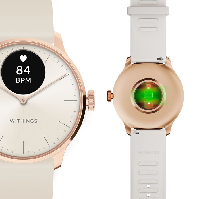 Withings ScanWatch Light Hybrid Smartwatch, 37mm, White & Rose Gold - HWA11-MODEL1-ALL-INT-Single - LL Medico